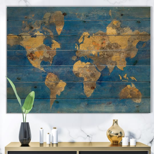 Designart - Golden Glam World Map